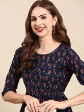 Women's Navy Blue Printed Kurta SetKC-1021-Navyblue